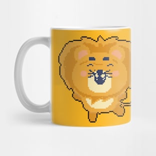 Golden Savanna: Pixel Art Lion Illustration for Nature-Loving Outfits Mug